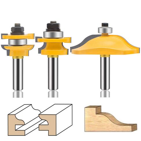 OLETBE Tongue and Groove Flooring Router Bit Set 1/2-Inch Shank 2 PCS, Wood V-Notch Wainscotting and Flooring Matched Cabinet Shelf Door Woodworking Router Bits Set with Edge Banding(2) in Kuwait