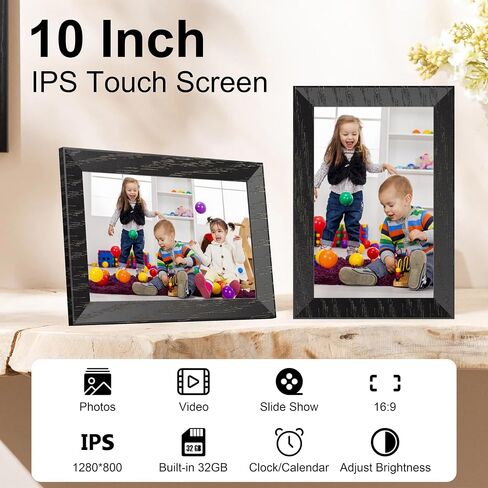 Digital Photo Frame 10.1 inch,WiFi Digital Picture Frame | 1280x800 IPS Touch Screen,Auto-Rotate,Wall Mountable,Remote Photo Video Upload,Multi-User Sharing,Home Decor & Gift in Kuwait