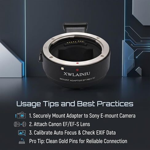 EF-NEX IV AF Adapter for Canon EF/EF-S to Sony E-Mount Cameras | Canon EF/EF-S to Sony E adapter with AF/IS/EXIF, CNC alloy, zero loss, fits A9II/A7III/A7R/NEX in Kuwait