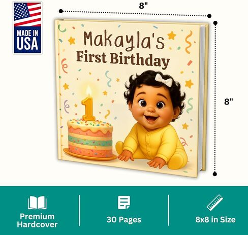 Personalized First Birthday Story Book, 1st Birthday Gift for Baby, Customized Name & Character, Custom Baby Book in Kuwait