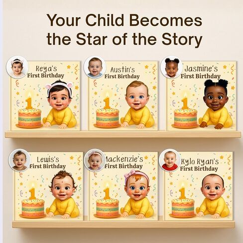 Personalized First Birthday Story Book, 1st Birthday Gift for Baby, Customized Name & Character, Custom Baby Book in Kuwait