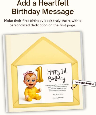 Personalized First Birthday Story Book, 1st Birthday Gift for Baby, Customized Name & Character, Custom Baby Book in Kuwait