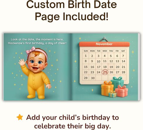 Personalized First Birthday Story Book, 1st Birthday Gift for Baby, Customized Name & Character, Custom Baby Book in Kuwait