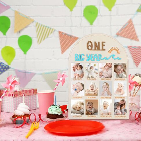 My First Year Photo Board, Wood 12 Month Milestone Baby Picture Frame, My First Year Photo Frame Photoes Display 1st Birthday Decorations Girl Boy Nursery Decor Birthday Party Baby Keepsake Gifts in Saudi Arabia