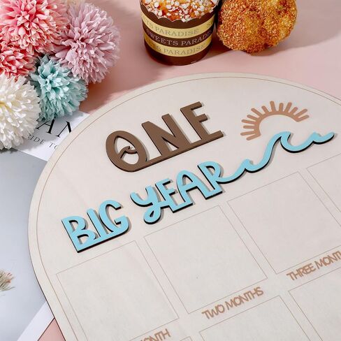 My First Year Photo Board, Wood 12 Month Milestone Baby Picture Frame, My First Year Photo Frame Photoes Display 1st Birthday Decorations Girl Boy Nursery Decor Birthday Party Baby Keepsake Gifts in Saudi Arabia