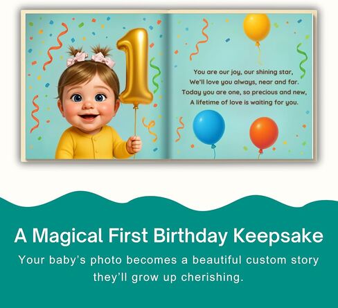 Personalized First Birthday Story Book, 1st Birthday Gift for Baby, Customized Name & Character, Custom Baby Book in Kuwait