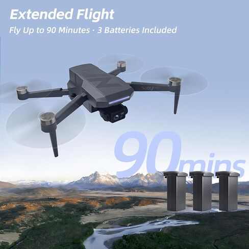 3-Axis Gimbal GPS Drone with 4K Camera, 90 Min Long Flight Time,3280 FT Long Control Range, Auto Return, Follow Me, Brushless Motor, 5G FPV RC Quadcopter for Beginners(Under 249g) in Kuwait