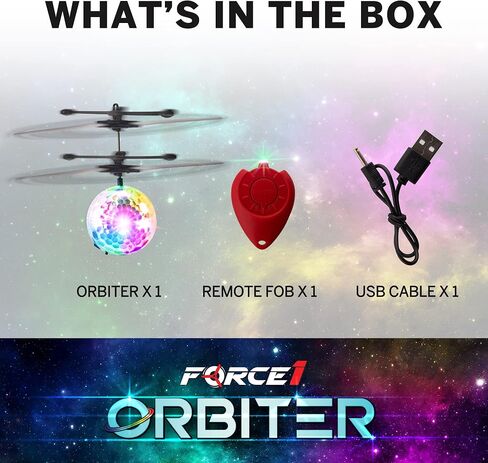 Force1 Orbiter Flying Orb Ball Toy Hand Operated Spinner Drones for Kids - Mini UFO Drone Toys with Remote, Rechargeable LED Indoor Floating Hover Hand Controlled Orb Toys in Kuwait