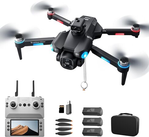A189 GPS Drones with Camera for Adults 4K, 60Min Flight Time 4.5" HD Screen | 360° Obstacle Avoidance, Long Control Range 4K Drone, One-Key Airdrop Auto Return Follow Me, Foldable Drone for Beginner Gift in Saudi Arabia