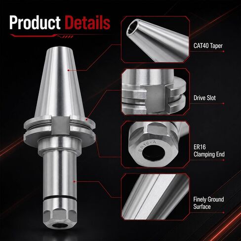 Nakkaa 4Pc CAT40 ER16 Collet Chuck Holder Compatible with CNC Milling Tools | 4" Projection length collet chuck holder, High concentricity up to 0.00012-0.0002 inch in Kuwait