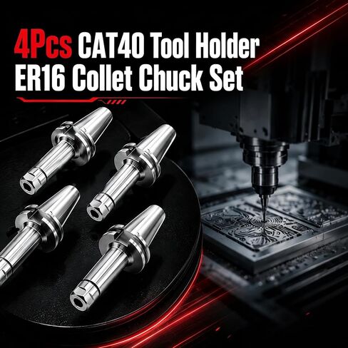 Nakkaa 4Pc CAT40 ER16 Collet Chuck Holder Compatible with CNC Milling Tools | 4" Projection length collet chuck holder, High concentricity up to 0.00012-0.0002 inch in Kuwait