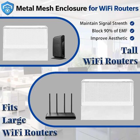 Large WiFi Router Cover, Blocks Up to 90% of EMF While Maintaining Uninterrupted Use, WiFi Cover EMF Protection, WiFi Router Faraday Cage EMF Shield, White in Kuwait