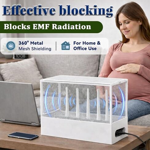 Large WiFi Router Cover, Blocks Up to 90% of EMF While Maintaining Uninterrupted Use, WiFi Cover EMF Protection, WiFi Router Faraday Cage EMF Shield, White in Kuwait