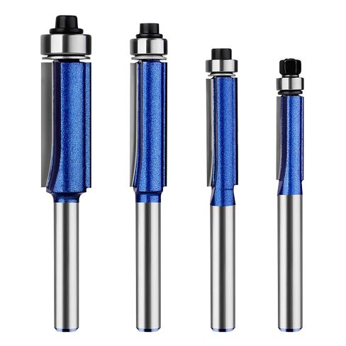 BAIDETS Pattern Flush Trim Router Bits 1/4 Shank, Bottom Bearing Pattern Router bit Set, Cutting Diameter: 1/2", Cutting Height Respectively 1/2", 3/4", 1", 1-1/2" for Home DIY and Woodworking in Kuwait