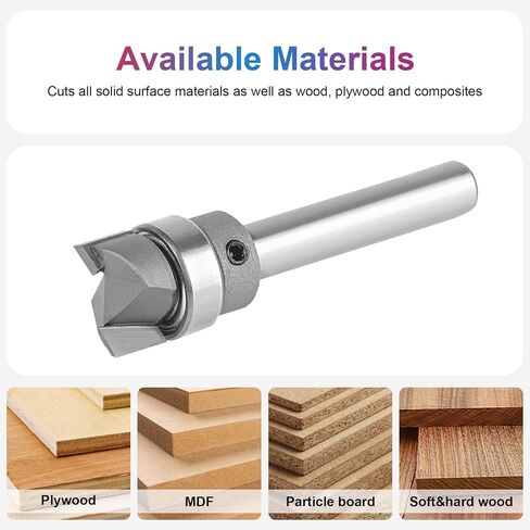 SpeTool Carbide Flush Trim Router Bit 1/4 Shank 1/2 Dia 1/4 CL, Top Bearing Plunge Pattern Router Bit for Woodworking Trimming, Template Guide Woodworking Milling Cutter Tool in Kuwait