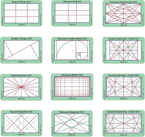 3:2 Directors Viewfinder Set, 12 Layouts, 12 Cards | Australian Designed and Made; Artist Viewfinder for DSLR and Mirrorless; Complete Composition Grid Set in Kuwait