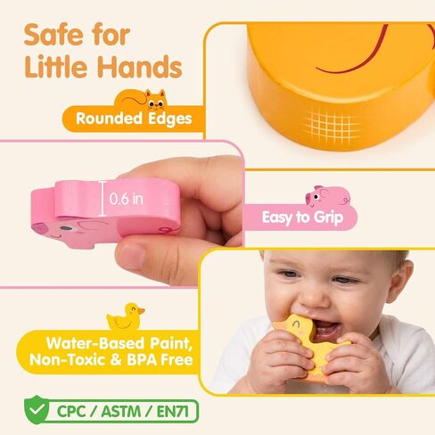 hahaland Wooden Montessori Toys Farm Animals Barn for Toddlers 1-3 | Shape Sorter Sorting & Stacking Learning Toy for 1 2 3 Year Old Boys Girls, Educational Toy Christmas Birthday Gift in Kuwait