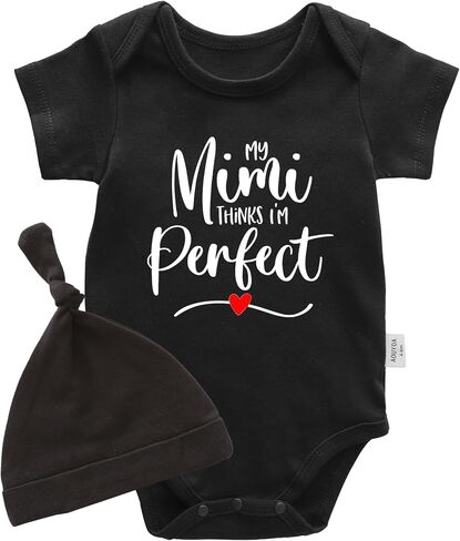 Baby Twins Bodysuits My Mimi Thinks I'm Perfect Infant Baby Clothes Cute Toddler Outfits Twin Unisex Romper With Hat in Kuwait