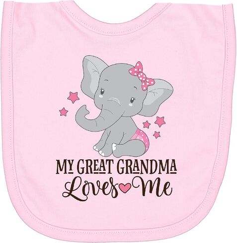 inktastic My Great Grandma Loves Me Granddaughter Elephant Newborn Bib in Kuwait