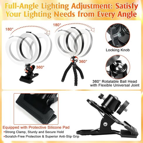 Clip on Ring Light for Laptop, TPQKA 16cm Video Conference Lighting Kit with 5 Color Temperatures & 5 Brightness Levels, Dimmable Webcam Light for Zoom Calls, Remote Working, Live Streaming in Kuwait