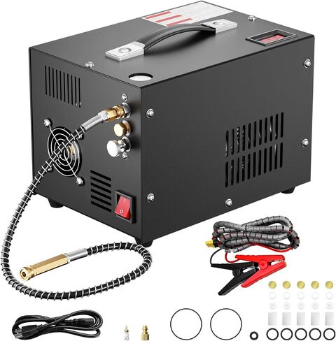 4500PSI PCP Air Compressor 30Mpa DC12V AC120V Oil/Water Free Manual Stop | Dual Power Supply High Efficiency 7L/Min Air Flow Foster Quick-Locking Connection Portable 17lbs Oil-Free Design in Kuwait
