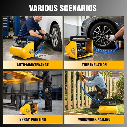 2 Gallon Cordless Air Compressor for DEWALT 20V MAX Battery (Tool Only) | Oil-Free, Max 120 PSI, with 8 PCS Accessory Kit, Portable, Battery Not Included in Kuwait