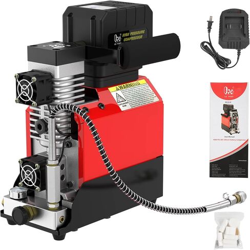 GX PUMP GX-E-L2 Portable 18V Cordless PCP Air Compressor | 4500Psi/300Bar, Oil-Free, Lithium-Ion Battery & Charger Included, 110v to 18V Home Converter Sold Separately in Kuwait