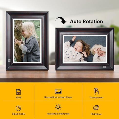KODAK WiFi Digital Picture Frame, 1920 x 1200 HD Touchscreen Digital Photo Frame, 10.1 Inches Intelligent Electronic Picture Frame with 32 GB,Auto-Rotate, Share Moments Instantly Gifts(Wood Frame) in Kuwait