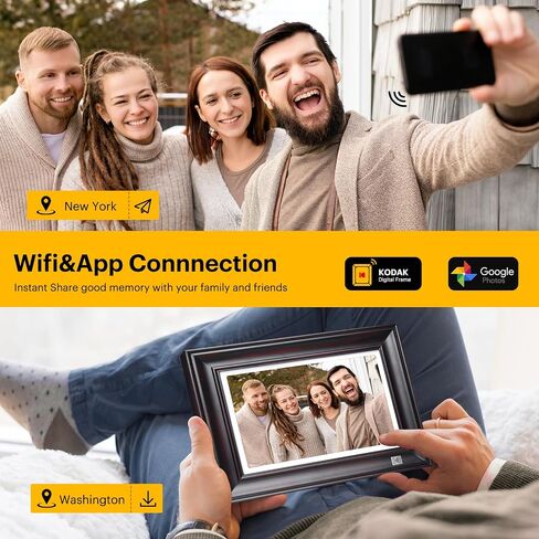 KODAK WiFi Digital Picture Frame, 1920 x 1200 HD Touchscreen Digital Photo Frame, 10.1 Inches Intelligent Electronic Picture Frame with 32 GB,Auto-Rotate, Share Moments Instantly Gifts(Wood Frame) in Kuwait