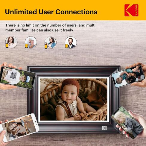 KODAK WiFi Digital Picture Frame, 1920 x 1200 HD Touchscreen Digital Photo Frame, 10.1 Inches Intelligent Electronic Picture Frame with 32 GB,Auto-Rotate, Share Moments Instantly Gifts(Wood Frame) in Kuwait