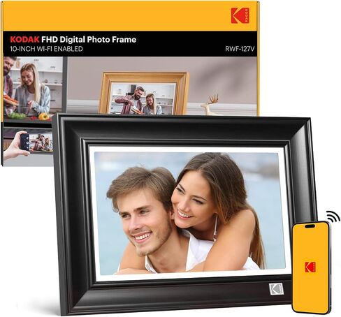 KODAK WiFi Digital Picture Frame, 1920 x 1200 HD Touchscreen Digital Photo Frame, 10.1 Inches Intelligent Electronic Picture Frame with 32 GB,Auto-Rotate, Share Moments Instantly Gifts(Wood Frame) in Kuwait