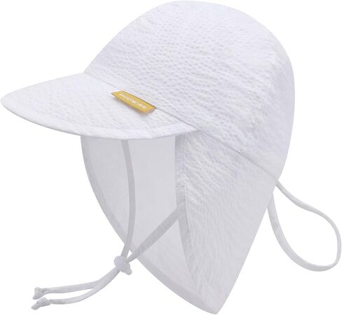 UPF50+ Baby Toddler Sun Hat with Neck Flap Summer Beach Hat 0-5T | 100% Cotton, Breathable & Skin-friendly, Ideal for Beach, Swimming and Outdoor Activities for Boys and Girls in Kuwait