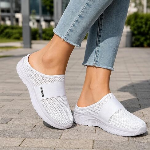 Women's Orthopedic Backless Trainers | Women's Orthopedic Backless Trainers, Arch Support Wide Toe Box Non-Slip Breathable Indoor Outdoor Walking Slippers in Kuwait