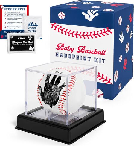 Circa Print Baby Baseball Handprint Ornament Kit, Ink Pad for Hand and Footprints - Unique Keepsake for Dads, Shower Present for Moms, Newborn Gift in Kuwait