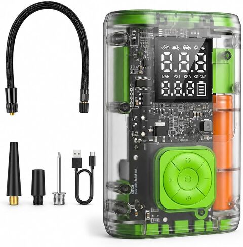Cordless Tire Inflator Portable Air Compressor, 150 PSI Auto Shut-Off Air Pump with Digital Pressure Gauge & LED Light for Car Tires, Motorcycle, Bike, Balls – Fast Inflation for Emergency in Kuwait