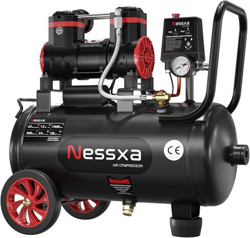 8 Gallon Ultra Quiet Air Compressor, 1.5HP 4.52 CFM, Max 115 PSI Oil-Free Air Compressor Tank for Car Repair, Spray Painting, Woodwork Nailing, 110V/60hz, 70dB in Kuwait