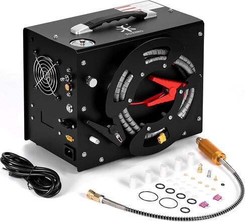 TUXING PCP Air Compressor,4500Psi 30Mpa High Pressure Air Pump, Built-in DC12V/AC120V Power Converter,Auto-Stop,Oil&Water-Free,Paintball and Scuba Tank Compressor Pump(TXES062) in Kuwait