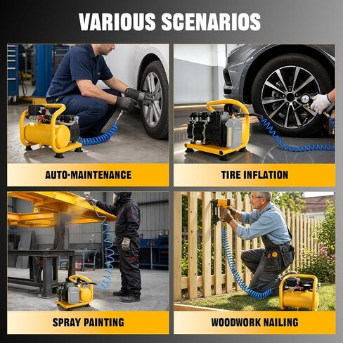 Cordless Air Compressor for DEWALT 20V MAX Battery (No Battery) 1 Gallon | Oil-Free, Max 120 PSI, Portable Lightweight, with 8 PCS Accessory Kit, for Woodwork Nailing, Tire Inflation, Tool Only in Kuwait
