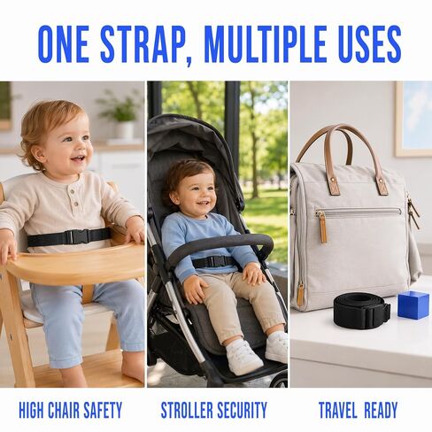 3 Pcs Portable High Chair Straps for Babies and Toddlers | Baby Chair Replacement Straps, Dining Chair, Stroller, Travel Friendly, Adjustable Straps in Kuwait