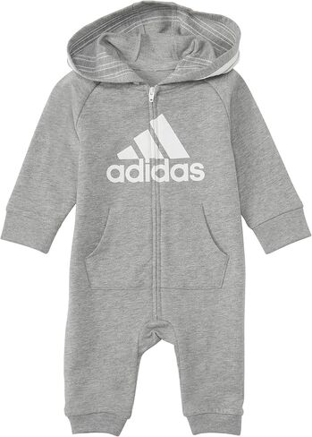 adidas Baby Long Sleeve Hoodie Jumpsuit One-Piece Footless Romper in Kuwait