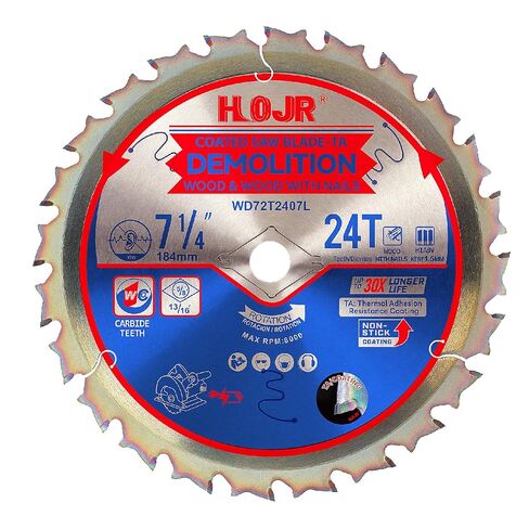 6-1/2 "24 شفرة منشار دائرية من الأسنان ، 5/8" Arbor ، هدم/تأطير شفرة المنشار الدائري ، طرف لطلاء المركز ، المتوافق مع ديابلو ميلووكي ، 6-1/2 "24T 5/8" in Kuwait