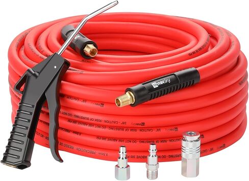 3/8’’ × 50 FT Hybrid Air Hose with 1/4’’ Inch MNPT Threads, 1/4’’ Universal Coupler and I/M Plug, Air Blow Gun in Kuwait