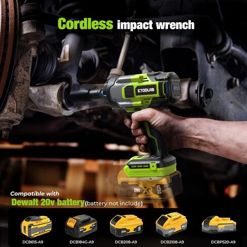 Impact Wrench 1/2 inch for DeWalt 20v Battery, Impact Wrench 750Ft-lbs(1000N.m) High Torque Brushless Electric Impact Gun, Power Impact Driver with 3-Mode Speed, LED Work Light(no battery)-Green in Kuwait