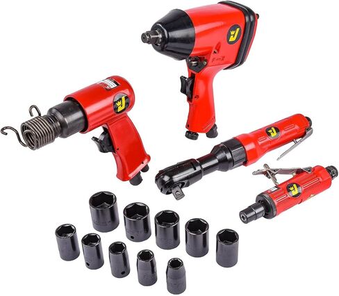 JEGS 81151 Air Tool Kit Includes Impact Wrench Ratchet Wrench Hammer Die Grinder in Kuwait