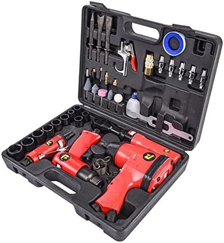JEGS 81151 Air Tool Kit Includes Impact Wrench Ratchet Wrench Hammer Die Grinder in Kuwait