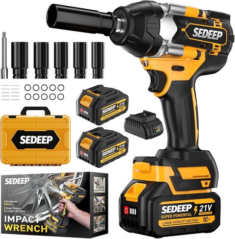 Impact Wrench 1/2 Inch, High Torque Impact Gun with 1500N·m(1100 Ft-lbs), 21V Brushless Electric Impact Wrench with 2*40Ah Battery, 3-Speed, LED Light, 5 Sockets for Car/Mower/Pickup/Truck RV in Saudi Arabia