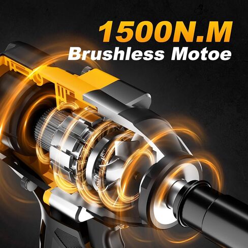 Impact Wrench 1/2 Inch, High Torque Impact Gun with 1500N·m(1100 Ft-lbs), 21V Brushless Electric Impact Wrench with 2*40Ah Battery, 3-Speed, LED Light, 5 Sockets for Car/Mower/Pickup/Truck RV in Saudi Arabia