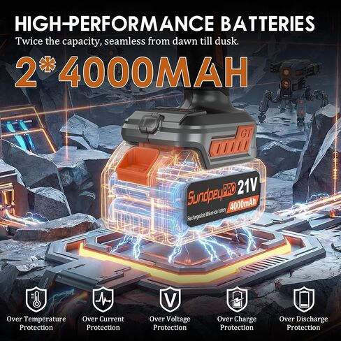 21V Cordless Impact Wrench - 750Ft-lbs(1000N·m) High Torque Brushless Power 1/2 Inch Impact Gun with 2 x 4.0Ah Batteries & 6 Sockets & Fast Charger & Case for Car & Truck & RV & Home DIY in Kuwait