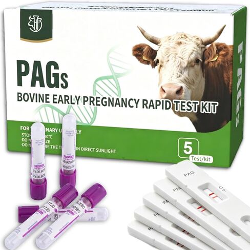 5 Pack Bovine Blood Pregnancy Test Kit, Cow Pregnancy Test Kit for Dairy Cow & Beef Cattle, 28 Days Post-Breeding, Herd Reproductive Management Supplies in Kuwait