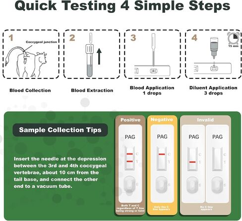 5 Pack Bovine Blood Pregnancy Test Kit, Cow Pregnancy Test Kit for Dairy Cow & Beef Cattle, 28 Days Post-Breeding, Herd Reproductive Management Supplies in Kuwait